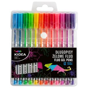Opakowanie Długopisy żelowe fluo 12 kolorów KIDEA