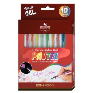 Długopisy żelowe pastel 10 kolorów. Wydawca: Koh-I-Noor. Multiszop.pl Opakowanie Długopisy żelowe pastel 10 kolorów