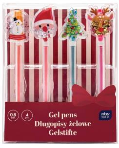 Opakowanie Długopisy żelowe z toperami Christmas 4szt