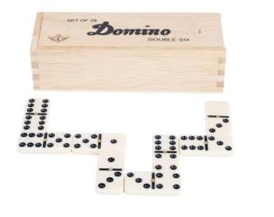 Opakowanie Domino Double 6 w drewnianym etui LONGFIELD