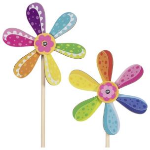 Opakowanie Drewniany kolorowy wiatraczek do ogrodu lub na balkon Goki 1szt.mix