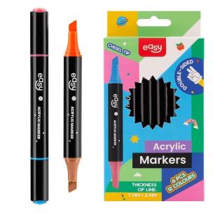 Dwustronny marker 12 kolorów 6szt. Wydawca: Easy Stationery. Multiszop.pl Opakowanie Dwustronny marker 12 kolorów 6szt