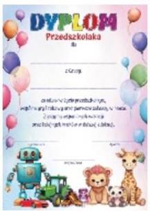 Opakowanie Dyplom A4 Przedszkolala zabawki
