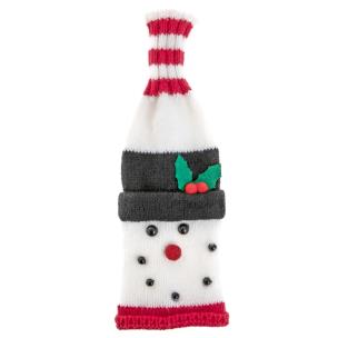 Opakowanie Dzianinowy pokrowiec na butelkę - bałwanek