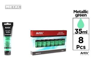 Opakowanie Farba akrylowa 35ml zielona metaliczna (8szt)