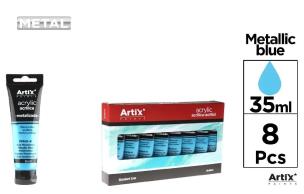 Opakowanie Farba akrylowa niebieska metaliczna 35ml (8szt)