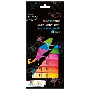 Opakowanie Farby akrylowe neonowe 12x12ml KIDEA