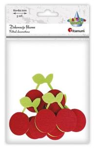 Opakowanie Filcowe czereśnie 3D czerwono-zielone 5szt