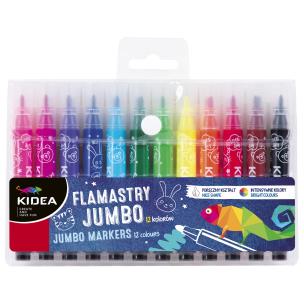 Flamastry Jumbo 12 kolorów Kidea. Wydawca: Derform. Multiszop.pl Opakowanie Flamastry Jumbo 12 kolorów Kidea