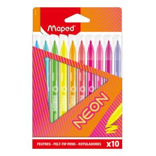 Flamastry neon 10 kolorów MAPED. Wydawca: Maped. Multiszop.pl Opakowanie Flamastry neon 10 kolorów MAPED