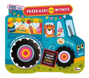 Food track. Przekąski na wynos. Z ruchomym kółkiem. Autor: Korolkiewicz Elżbieta. Multiszop.pl Okładka książki Food track. Przekąski na wynos. Z ruchomym kółkiem