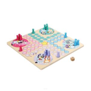 Gra drewniana Chińczyk Bluey. Wydawca: MICKI. Multiszop.pl Opakowanie Gra drewniana Chińczyk Bluey