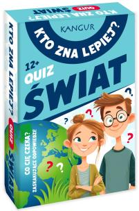 Gra Kto zna lepiej? Quiz Świat. Wydawca: Kangur. Multiszop.pl Opakowanie Gra Kto zna lepiej? Quiz Świat