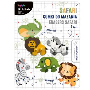 Opakowanie Gumki do mazania Safari 3szt KIDEA