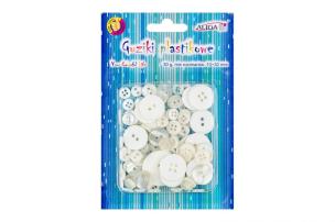Opakowanie Guziki plastikowe białe 10-30mm 30g