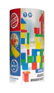 Opakowanie Heros Drewniane kolorowe klocki 50 elementów w pudełku