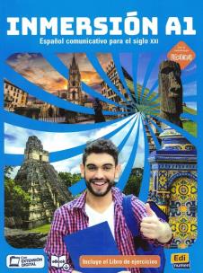 Inmersion A1 Podręcznik z ćwiczeniami do hiszpańskiego. Autor: Cerdeira Paula, Jesús Esteban, Marina García y Carlos Oliva. Multiszop.pl Okładka książki Inmersion A1 Podręcznik z ćwiczeniami do hiszpańskiego