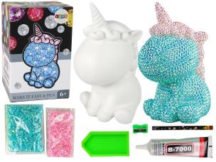 Jednorożec DIY diamenty kryształki błękitne. Wydawca: Leantoys. Multiszop.pl Opakowanie Jednorożec DIY diamenty kryształki błękitne