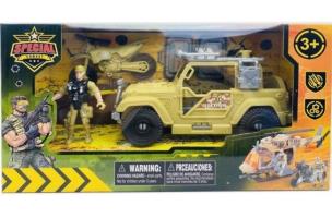 Jeep wojskowy z akcesoriami. Wydawca: Merkpol. Multiszop.pl Opakowanie Jeep wojskowy z akcesoriami
