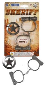 Opakowanie Kajdanki + metalowa odznaka szeryfa