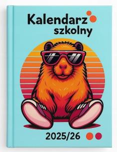 Kalendarz 2025/2026 A5 tygodniowy szkolny Kapibara. Wydawca: Evena. Multiszop.pl Opakowanie Kalendarz 2025/2026 A5 tygodniowy szkolny Kapibara