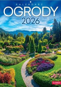 Kalendarz 2026 A4 Wieloplanszowy Ogrody. Wydawca: O-press. Multiszop.pl Opakowanie Kalendarz 2026 A4 Wieloplanszowy Ogrody
