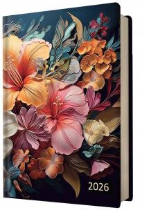 Kalendarz 2026 A5 dzienny z gumką kwiaty. Wydawca: Evena. Multiszop.pl Opakowanie Kalendarz 2026 A5 dzienny z gumką kwiaty