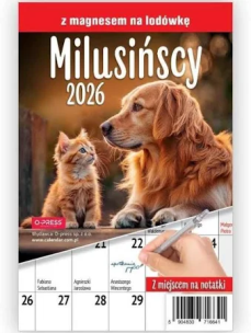Kalendarz 2026 A5 miesięczny na lodówkę. Wydawca: O-press. Multiszop.pl Opakowanie Kalendarz 2026 A5 miesięczny na lodówkę