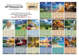 Kalendarz 2026 B1 plakatowy z listwą (15szt). Wydawca: Pan Kalendarzyk. Multiszop.pl Opakowanie Kalendarz 2026 B1 plakatowy z listwą (15szt)