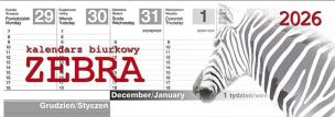 Kalendarz 2026 biurkowy Zebra. Wydawca: Parma Press. Multiszop.pl Opakowanie Kalendarz 2026 biurkowy Zebra