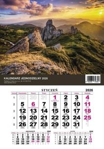 Kalendarz 2026 jednodzielny Góry. Wydawca: O-press. Multiszop.pl Opakowanie Kalendarz 2026 jednodzielny Góry