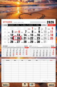 Opakowanie Kalendarz 2026 jednodzielny z planem zajęć plaża