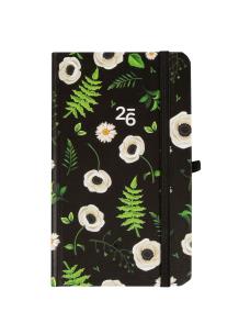 Opakowanie Kalendarz 2026 kieszonkowy tygodniowy Kwiaty na czarnym tle