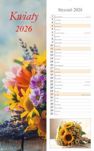 Kalendarz 2026 paskowy Kwiaty. Wydawca: Radwan. Multiszop.pl Opakowanie Kalendarz 2026 paskowy Kwiaty
