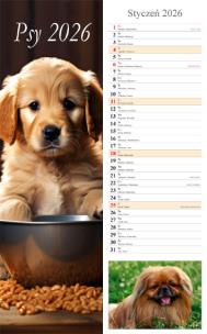 Kalendarz 2026 paskowy Psy. Wydawca: Radwan. Multiszop.pl Opakowanie Kalendarz 2026 paskowy Psy