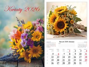 Kalendarz 2026 ścienny 13-k Kwiaty. Wydawca: Radwan. Multiszop.pl Opakowanie Kalendarz 2026 ścienny 13-k Kwiaty