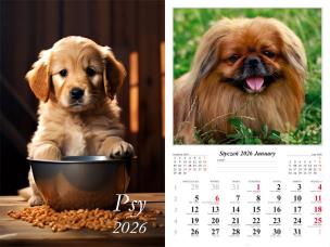 Kalendarz 2026 ścienny 13-k Psy. Wydawca: Radwan. Multiszop.pl Opakowanie Kalendarz 2026 ścienny 13-k Psy
