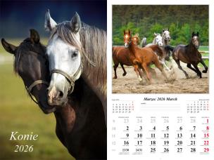 Kalendarz 2026 ścienny 7-k Konie. Wydawca: Radwan. Multiszop.pl Opakowanie Kalendarz 2026 ścienny 7-k Konie