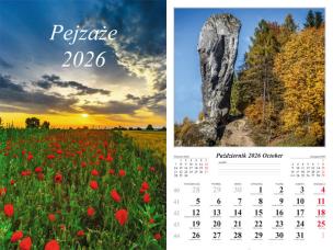 Kalendarz 2026 ścienny 7-k Pejzaże. Wydawca: Radwan. Multiszop.pl Opakowanie Kalendarz 2026 ścienny 7-k Pejzaże