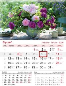Opakowanie Kalendarz 2026 ścienny jednodzielny Bukiet