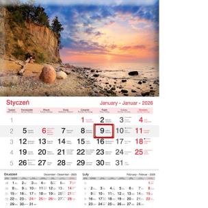Opakowanie Kalendarz 2026 ścienny jednodzielny Plaża