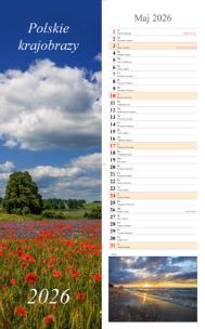 Kalendarz 2026 ścienny pasek Polskie krajobrazy. Wydawca: Radwan. Multiszop.pl Opakowanie Kalendarz 2026 ścienny pasek Polskie krajobrazy