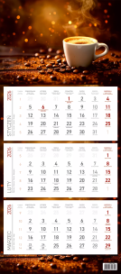 Opakowanie Kalendarz 2026 ścienny trójdzielny Kawa
