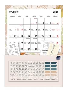 Opakowanie Kalendarz 2026 ścienny z kieszonką 22x31cm Bright