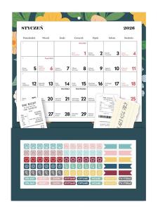 Opakowanie Kalendarz 2026 ścienny z kieszonką 22x31cm Green