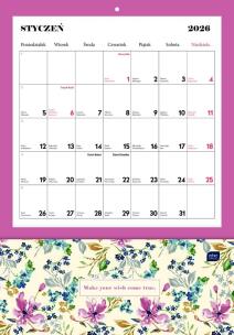 Opakowanie Kalendarz 2026 ścienny z kieszonką 28x40cm Blossom
