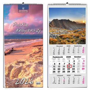 Opakowanie Kalendarz 2026 trójdzielny 13 planszowy Pejzaże