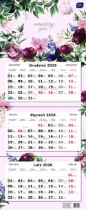 Opakowanie Kalendarz 2026 trójdzielny 82,5x34cm Kwiaty