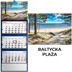 Kalendarz 2026 trójdzielny Bałtycka plaża. Wydawca: Evena. Multiszop.pl Opakowanie Kalendarz 2026 trójdzielny Bałtycka plaża