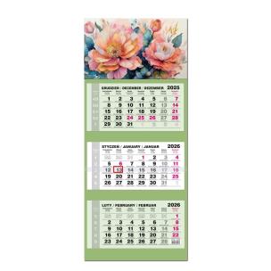 Opakowanie Kalendarz 2026 trójdzielny LUX główka wypukła Kwiaty